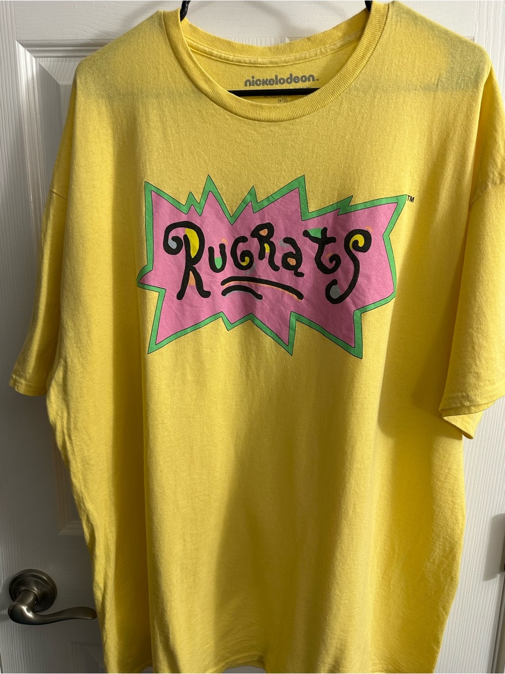Nickelodeon Yellow Rugrats Graphic Tee with Pink and Green Logo